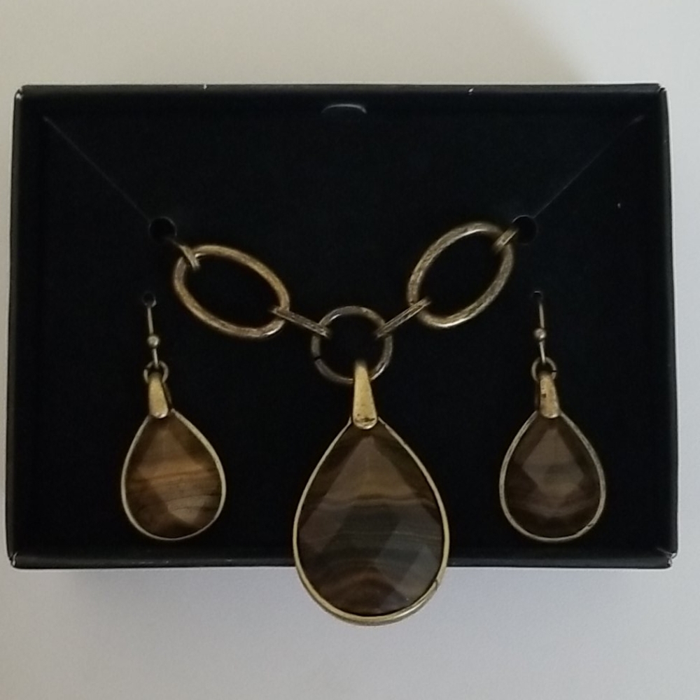 Tiger's Eye Necklace and Earring Set